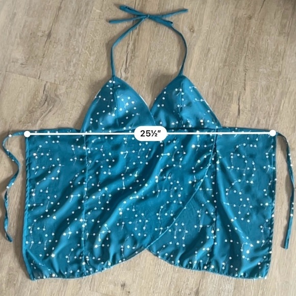 Handmade Y2K Beach Mermaid Fairycore Babydoll Halter Vest Top - Teal - Size S - Picture 8 of 9